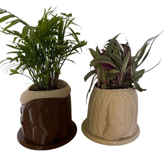 Cozy Duo: Cable Sweater & Aviator Jacket Planter Set - Perfect Grandma & Grandpa - Picture 8 of 14